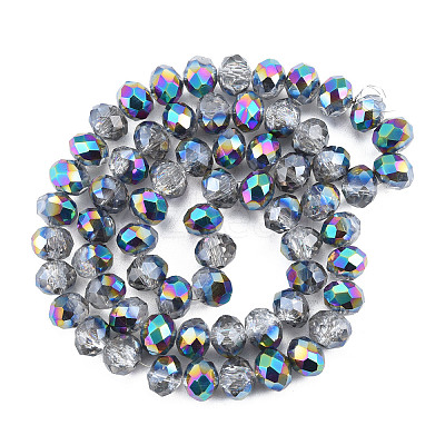 Transparent Crackle Electroplate Glass Beads Strands EGLA-T008-028-B01-1