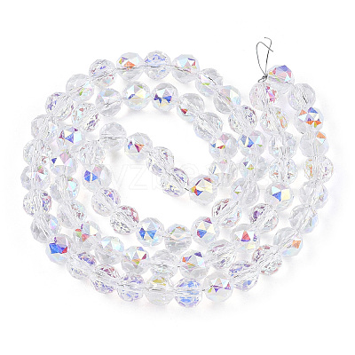 Electroplate Transparent Glass Beads Strands X-EGLA-N002-34C-C03-1