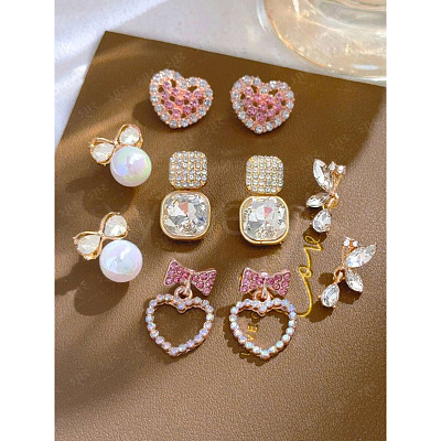 5 Pairs Alloy Dangle Stud Earrings FS-WG460F5-02-1