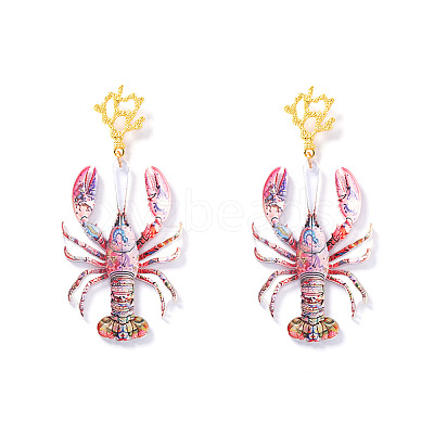 Acrylic & Alloy Stud Dangle Earrings for Women WG8B1A0-03-1