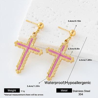 304 Stainless Steel Enamel Stud Dangle Earrings for Women MD3939-1