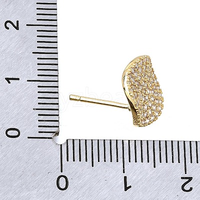 Brass Micro Pave Cubic Zirconia Stud Earring Findings with Loops CU-CBA1682-03G-1