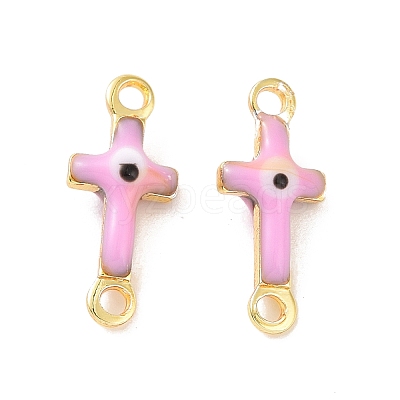 Brass Enamel Connector Charms KK-J302-08G-1
