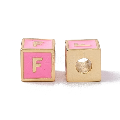 Rack Plating Brass Enamel Beads KK-B060-04G-05F-1