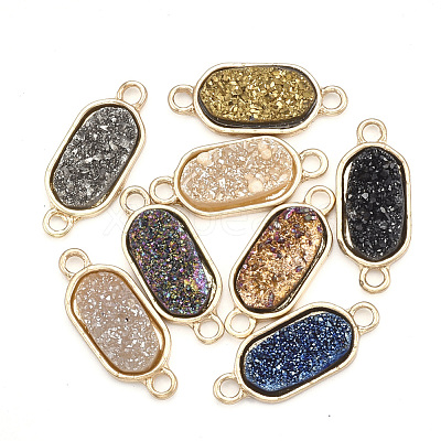 Plating AB Natural Druzy Agate Links connectors G-S344-06-1
