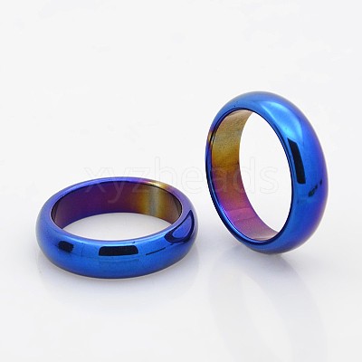 Electroplate Non-Magnetic Synthetic Hematite Wide Band Rings RJEW-J006B-M-1