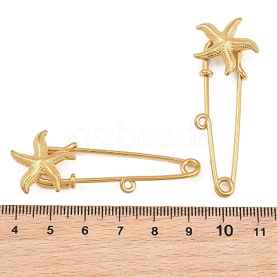 Starfish 304 Stainless Steel Safety Pins Brooch Findings SA-CBA098D-16H-G01-1