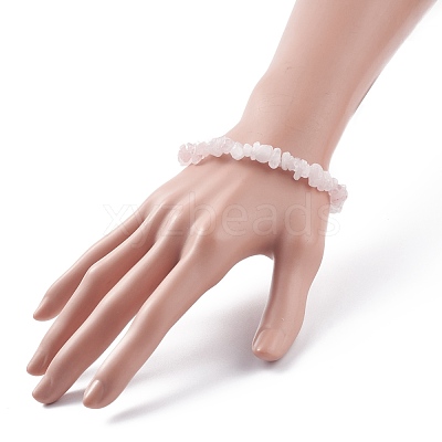 Natural Rose Quartz Chips Beaded Jewelry Set SJEW-JS01232-06-1