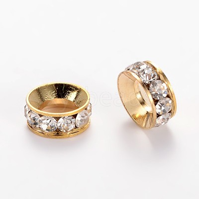 Alloy Rhinestone Rondelle Space Beads ALRI-E134-02G-1