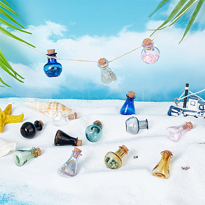 2 Sets 2 Style Dollhouse Miniature Glass Cork Bottles Ornament DJEW-PH0001-29-1