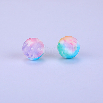 Printed Round Silicone Focal Beads SI-JX0056A-31-1
