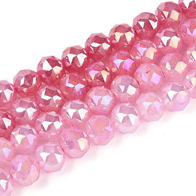 Anti-Tarnish Electroplate Glass Beads Strands GLAA-N064-8mm-07-1