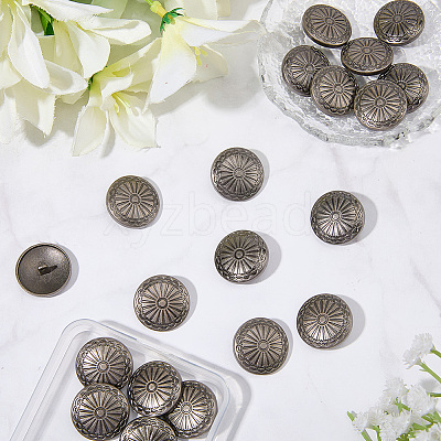 20Pcs 1-Hole Alloy Shank Buttons BUTT-GF0004-10B-1