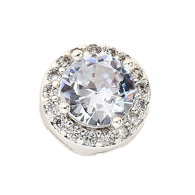 Brass Micro Pave Cubic Zirconia Beads KK-D408-11S-04A-1