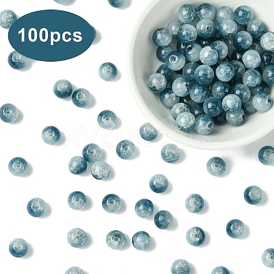 100Pcs Transparent Crackle Glass Bead Strands GLAA-YW0004-46E-1