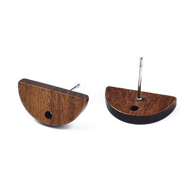 Walnut Wood Stud Earring Findings MAK-N032-012-1