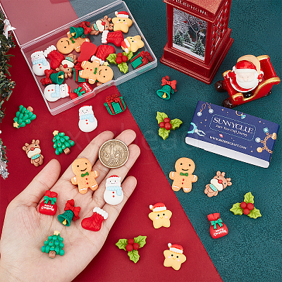 40Pcs 10 Styles Christmas Theme Opaque Resin Cabochons CRES-SC0002-57-1