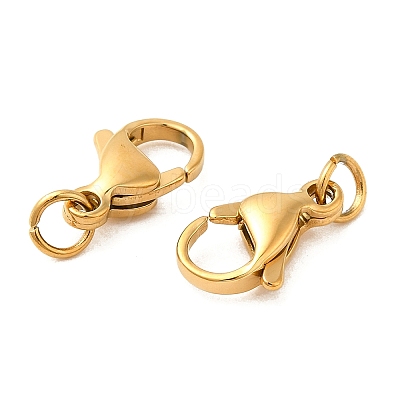Ion Plating(IP) 304 Stainless Steel Lobster Claw Clasps Hand Polished STAS-AB13-G-02-1