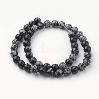 Natural Snowflake Obsidian Bead Strands G-G735-72-8mm-1