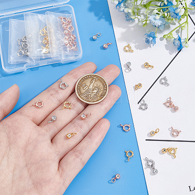 30 Sets 3 Colors Brass Spring Ring Clasps and Silicone Beads KK-PH0004-79-1