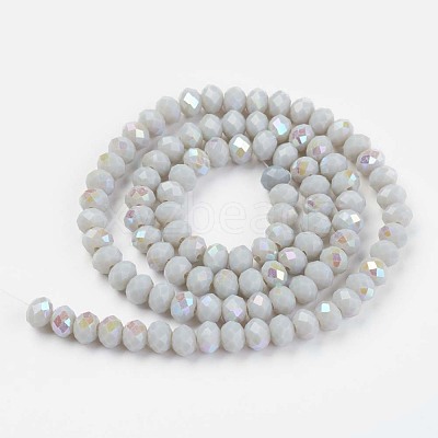 Electroplate Opaque Solid Color Glass Beads Strands EGLA-A034-P4mm-L16-1