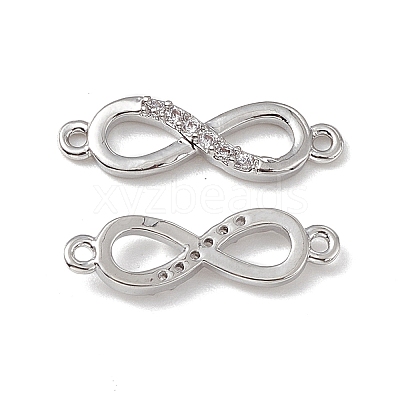 Brass Micro Pave Clear Cubic Zirconia Connector Charms KK-E068-VB387-1