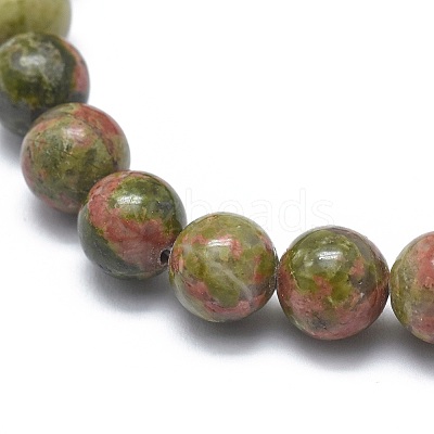 Natural Unakite Bead Stretch Bracelets BJEW-K212-B-006-1