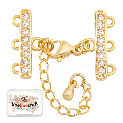 4Pcs Brass Micro Pave Clear Cubic Zirconia Chain Extender KK-BBC0013-57-1