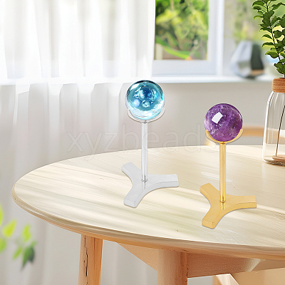2 Sets 2 Colors Alloy & Iron Crystal Ball Holders ODIS-CA0001-27-1