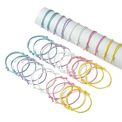 30Pcs 5 Color Adjustable Waxed Polyester Braided Cord Bracelets BJEW-FZ00016-1