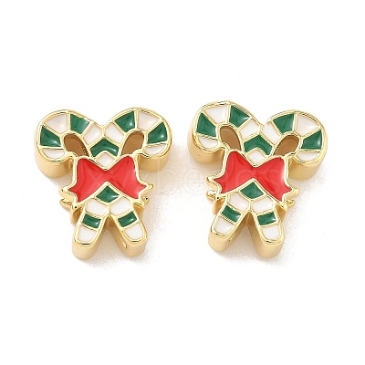 Christmas Brass Enamel Beads KK-I474-G08-1