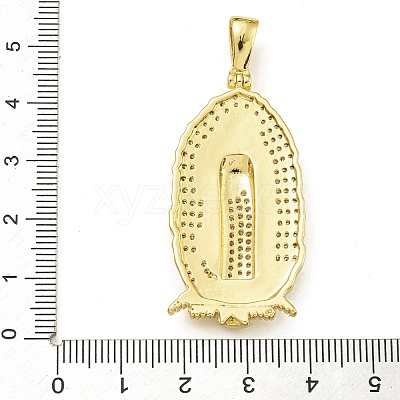 Virgin Mary Theme Rack Plating Brass Micro Pave Clear Cubic Zirconia Pendants KK-Z067-06G-07-1
