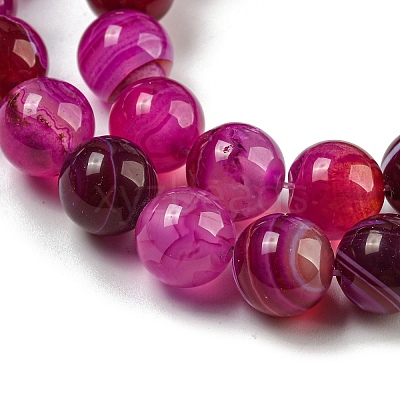 Natural Striped Agate/Banded Agate Bead Strands G-K166-13-10mm-03-1