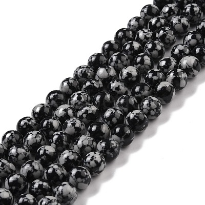 Synthetic Snowflake Obsidian Beads Strands G-E568-03C-1