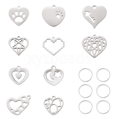 10Pcs 10 Styles 201 Stainless Steel Pendants STAS-TA0003-45-1