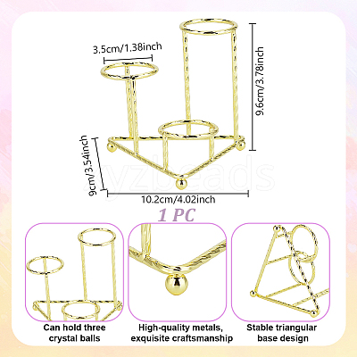 3-Slot Stainless Steel Crystal Ball Organizer Riser Holder ODIS-WH0043-194-1