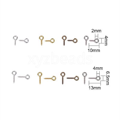 Multicolor Length 10mm/13mm Iron Screw Eye Bolt for Half Drilled Beads Eye Pin Findings Set IFIN-PH0010-02-1