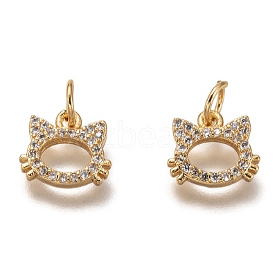 Brass Micro Pave Clear Cubic Zirconia Charms ZIRC-B002-55G-1