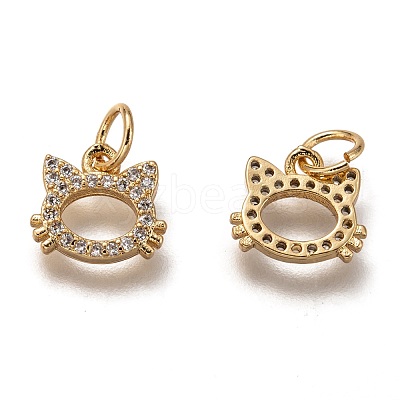 Brass Micro Pave Clear Cubic Zirconia Charms ZIRC-B002-55G-1