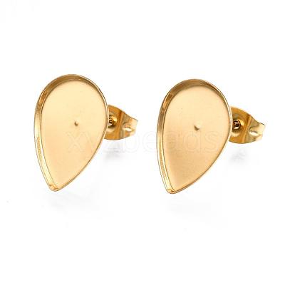 Earring Cabochon Settings 304 Stainless Steel Ear Studs Blank Settings STAS-Q170-13G-1
