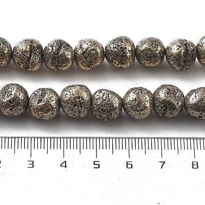 Electroplated Natural Lava Rock Beads Strands G-A251-D01-01J-1