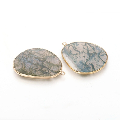 Natural Moss Agate Pendants G-E526-09I-1