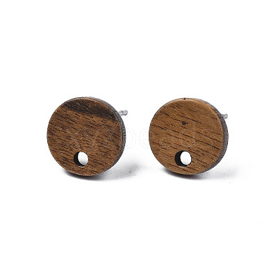Walnut Wood Stud Earring Findings X-MAK-N032-043A-1