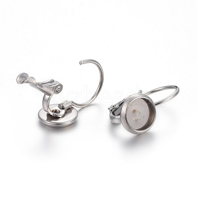 Tarnish Resistant 304 Stainless Steel Leverback Earring Settings STAS-F191-03P-6mm-1