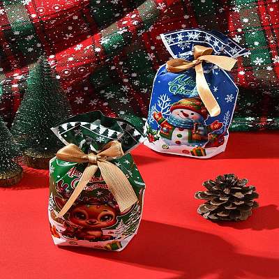 18Pcs 9 Styles Christmas Theme Plastic Packing Pouches Drawstring Bags ABAG-FS0001-04-1
