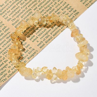Chips Natural Citrine Beaded Stretch Bracelets X-BJEW-JB01826-08-1