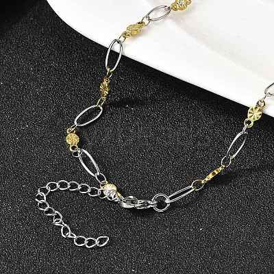 304 Stainless Steel Flower Link Chain Necklaces for Women NJEW-A046-02C-GP-1