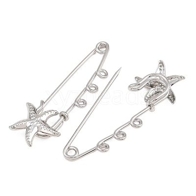 Starfish 304 Stainless Steel Safety Pins Brooch Findings SA-CBA098D-16I-P03-1