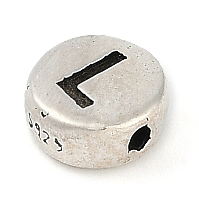 925 Sterling Silver Flat Round with Letter Beads STER-G044-01AS-L-1