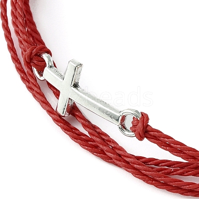 5Pcs 5 Colors Waxed Polyester Cords Multi-strand Bracelets Set BJEW-JB09632-S-1